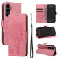 Tree & Cat Embossed Pattern Flip Leather Phone Case, For Galaxy S26 5G, For Galaxy S25 FE 5G, For Galaxy S25 / S24 5G, For Galaxy S25+ / S24+ 5G