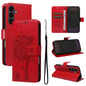 Tree & Cat Embossed Pattern Flip Leather Phone Case, For Galaxy S26 5G, For Galaxy S25 FE 5G, For Galaxy S25 / S24 5G, For Galaxy S25+ / S24+ 5G