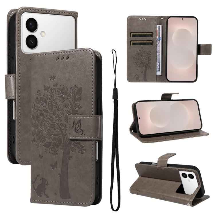 Tree & Cat Embossed Pattern Flip Leather Phone Case, For Samsung Galaxy S26+ 5G, For Samsung Galaxy S26 Edge 5G, For Samsung Galaxy S26 Ultra 5G, For Samsung Galaxy S26 5G