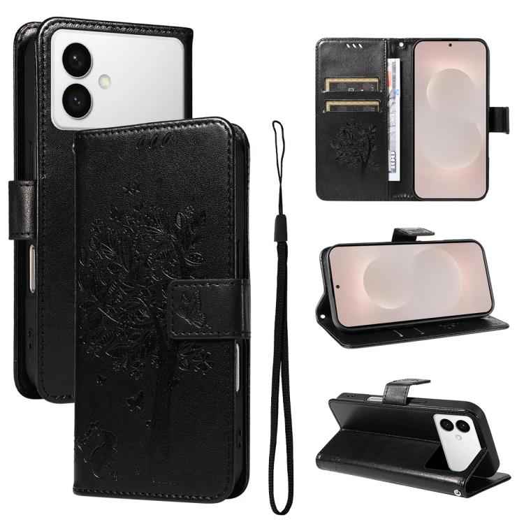 Tree & Cat Embossed Pattern Flip Leather Phone Case, For Samsung Galaxy S26+ 5G, For Samsung Galaxy S26 Edge 5G, For Samsung Galaxy S26 Ultra 5G, For Samsung Galaxy S26 5G