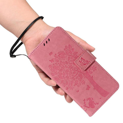 Tree & Cat Embossed Pattern Flip Leather Phone Case, For Galaxy S26 5G, For Galaxy S25 FE 5G, For Galaxy S25 / S24 5G, For Galaxy S25+ / S24+ 5G