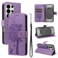 Tree & Cat Embossed Pattern Flip Leather Phone Case, For Galaxy S26 FE 5G, For Galaxy S26+ 5G, For Galaxy S26 Edge 5G, For Galaxy S26 Ultra 5G