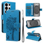 Tree & Cat Embossed Pattern Flip Leather Phone Case, For Galaxy S26 FE 5G, For Galaxy S26+ 5G, For Galaxy S26 Edge 5G, For Galaxy S26 Ultra 5G