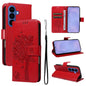 Tree & Cat Embossed Pattern Flip Leather Phone Case, For Galaxy S26 FE 5G, For Galaxy S26+ 5G, For Galaxy S26 Edge 5G, For Galaxy S26 Ultra 5G