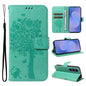 Tree & Cat Embossed Pattern Flip Leather Phone Case, For Galaxy S26 FE 5G, For Galaxy S26+ 5G, For Galaxy S26 Edge 5G, For Galaxy S26 Ultra 5G