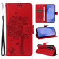 Tree & Cat Embossed Pattern Flip Leather Phone Case, For Galaxy S26 FE 5G, For Galaxy S26+ 5G, For Galaxy S26 Edge 5G, For Galaxy S26 Ultra 5G