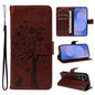 Tree & Cat Embossed Pattern Flip Leather Phone Case, For Galaxy S26 FE 5G, For Galaxy S26+ 5G, For Galaxy S26 Edge 5G, For Galaxy S26 Ultra 5G