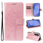 Tree & Cat Embossed Pattern Flip Leather Phone Case, For Galaxy S26 FE 5G, For Galaxy S26+ 5G, For Galaxy S26 Edge 5G, For Galaxy S26 Ultra 5G