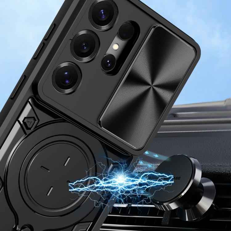 CD Texture Sliding Camshield Magnetic Holder Phone Case, For Samsung Galaxy S26 Ultra 5G, For Samsung Galaxy S25 Edge 5G, For Samsung Galaxy S25 5G, For Samsung Galaxy S25+ 5G, For Samsung Galaxy S25 Ultra 5G