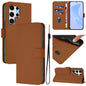 Skin Feel Solid Color Leather Phone Case with Lanyard, For Samsung Galaxy S25 Ultra 5G, For Samsung Galaxy S24 FE 5G