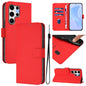 Skin Feel Solid Color Leather Phone Case with Lanyard, For Samsung Galaxy S25 Ultra 5G, For Samsung Galaxy S24 FE 5G