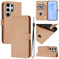 Skin Feel Solid Color Leather Phone Case with Lanyard, For Samsung Galaxy S25 Ultra 5G, For Samsung Galaxy S24 FE 5G