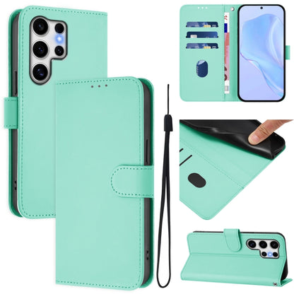 Skin Feel Solid Color Leather Phone Case with Lanyard, For Samsung Galaxy S25 Ultra 5G, For Samsung Galaxy S24 FE 5G