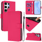 Skin Feel Solid Color Leather Phone Case with Lanyard, For Samsung Galaxy S25 Ultra 5G, For Samsung Galaxy S24 FE 5G
