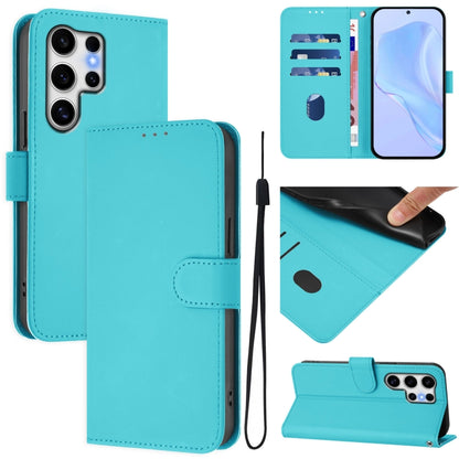Skin Feel Solid Color Leather Phone Case with Lanyard, For Samsung Galaxy S25 Ultra 5G, For Samsung Galaxy S24 FE 5G