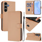 Skin Feel Solid Color Leather Phone Case with Lanyard, For Samsung Galaxy S25 5G, For Samsung Galaxy S25+ 5G