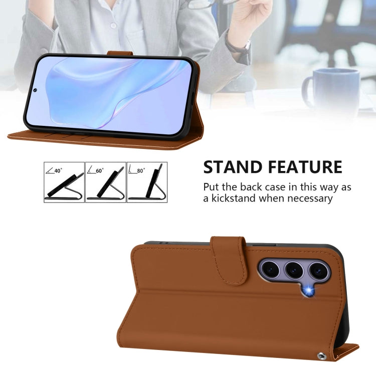 Skin Feel Solid Color Leather Phone Case with Lanyard, For Samsung Galaxy S25 5G, For Samsung Galaxy S25+ 5G