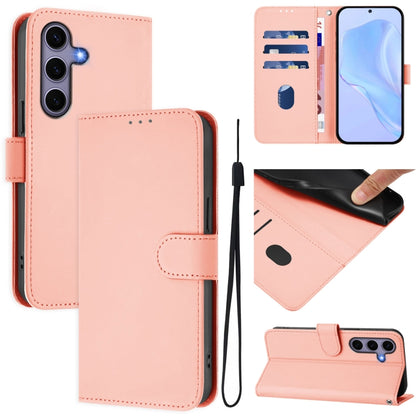 Skin Feel Solid Color Leather Phone Case with Lanyard, For Samsung Galaxy S25 5G, For Samsung Galaxy S25+ 5G