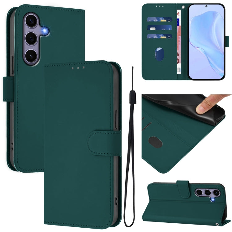 Skin Feel Solid Color Leather Phone Case with Lanyard, For Samsung Galaxy S25 5G, For Samsung Galaxy S25+ 5G