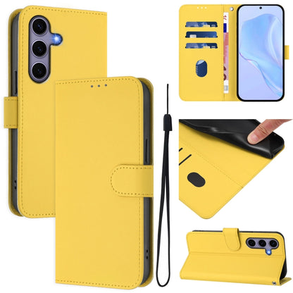 Skin Feel Solid Color Leather Phone Case with Lanyard, For Samsung Galaxy S25 5G, For Samsung Galaxy S25+ 5G