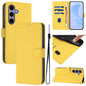 Skin Feel Solid Color Leather Phone Case with Lanyard, For Samsung Galaxy S25 5G, For Samsung Galaxy S25+ 5G