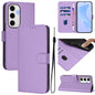 Skin Feel Solid Color Leather Phone Case with Lanyard, For Samsung Galaxy S25 Ultra 5G, For Samsung Galaxy S24 FE 5G