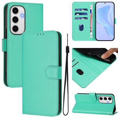 Skin Feel Solid Color Leather Phone Case with Lanyard, For Samsung Galaxy S25 Ultra 5G, For Samsung Galaxy S24 FE 5G