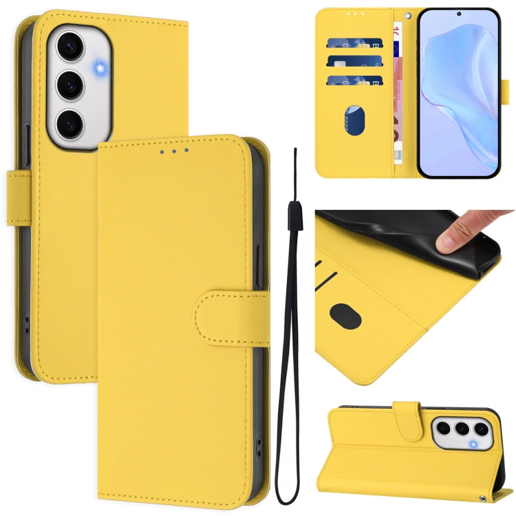 Skin Feel Solid Color Leather Phone Case with Lanyard, For Samsung Galaxy S25 Ultra 5G, For Samsung Galaxy S24 FE 5G