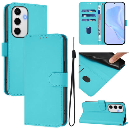 Skin Feel Solid Color Leather Phone Case with Lanyard, For Samsung Galaxy S25 Ultra 5G, For Samsung Galaxy S24 FE 5G
