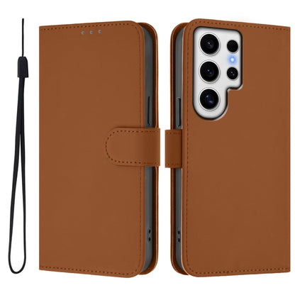Skin Feel Solid Color Leather Phone Case with Lanyard, For Samsung Galaxy S24 Ultra 5G, For Samsung Galaxy S24+ 5G