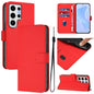 Skin Feel Solid Color Leather Phone Case with Lanyard, For Samsung Galaxy S24 Ultra 5G, For Samsung Galaxy S24+ 5G