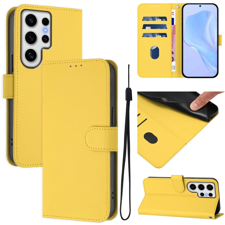 Skin Feel Solid Color Leather Phone Case with Lanyard, For Samsung Galaxy S24 Ultra 5G, For Samsung Galaxy S24+ 5G