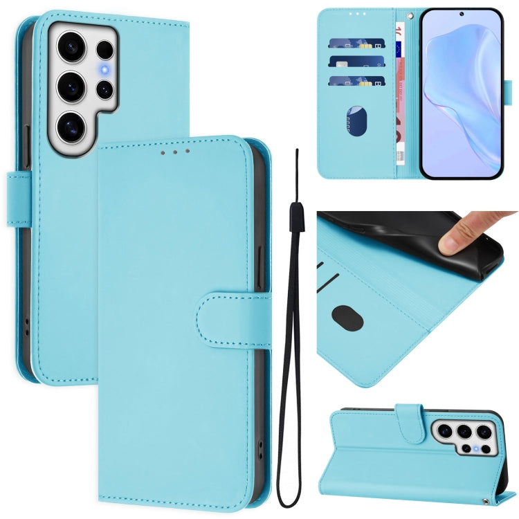 Skin Feel Solid Color Leather Phone Case with Lanyard, For Samsung Galaxy S24 Ultra 5G, For Samsung Galaxy S24+ 5G