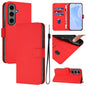 Skin Feel Solid Color Leather Phone Case with Lanyard, For Samsung Galaxy S24 Ultra 5G, For Samsung Galaxy S24+ 5G