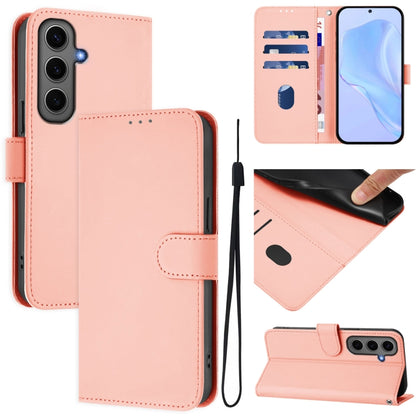 Skin Feel Solid Color Leather Phone Case with Lanyard, For Samsung Galaxy S24 Ultra 5G, For Samsung Galaxy S24+ 5G