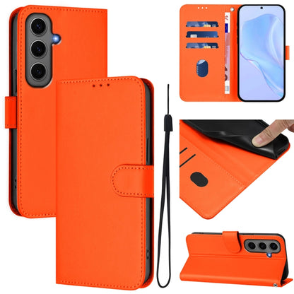 Skin Feel Solid Color Leather Phone Case with Lanyard, For Samsung Galaxy S24 Ultra 5G, For Samsung Galaxy S24+ 5G