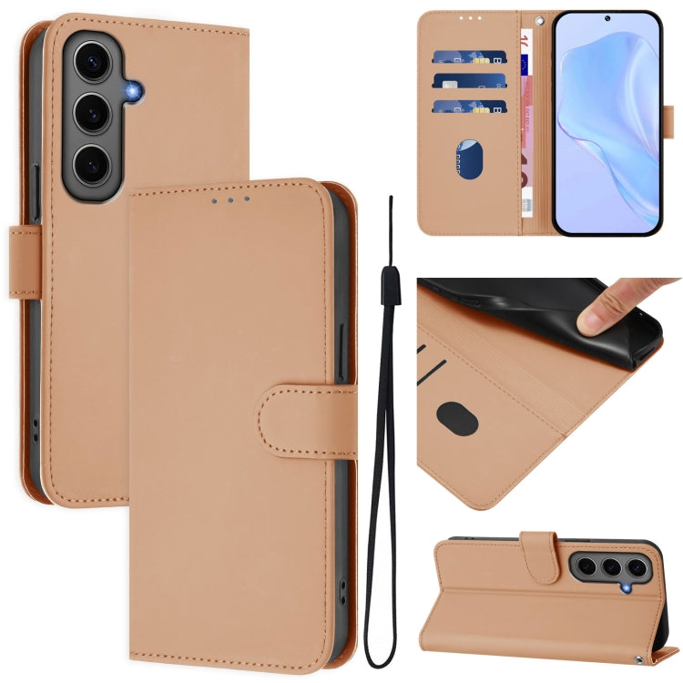 Skin Feel Solid Color Leather Phone Case with Lanyard, For Samsung Galaxy S24 Ultra 5G, For Samsung Galaxy S24+ 5G