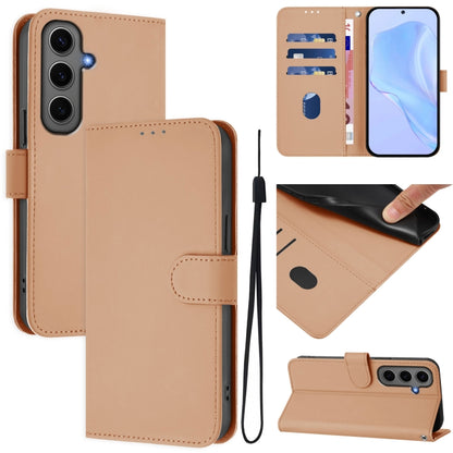 Skin Feel Solid Color Leather Phone Case with Lanyard, For Samsung Galaxy S24 Ultra 5G, For Samsung Galaxy S24+ 5G