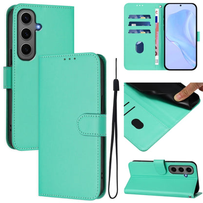 Skin Feel Solid Color Leather Phone Case with Lanyard, For Samsung Galaxy S24 Ultra 5G, For Samsung Galaxy S24+ 5G