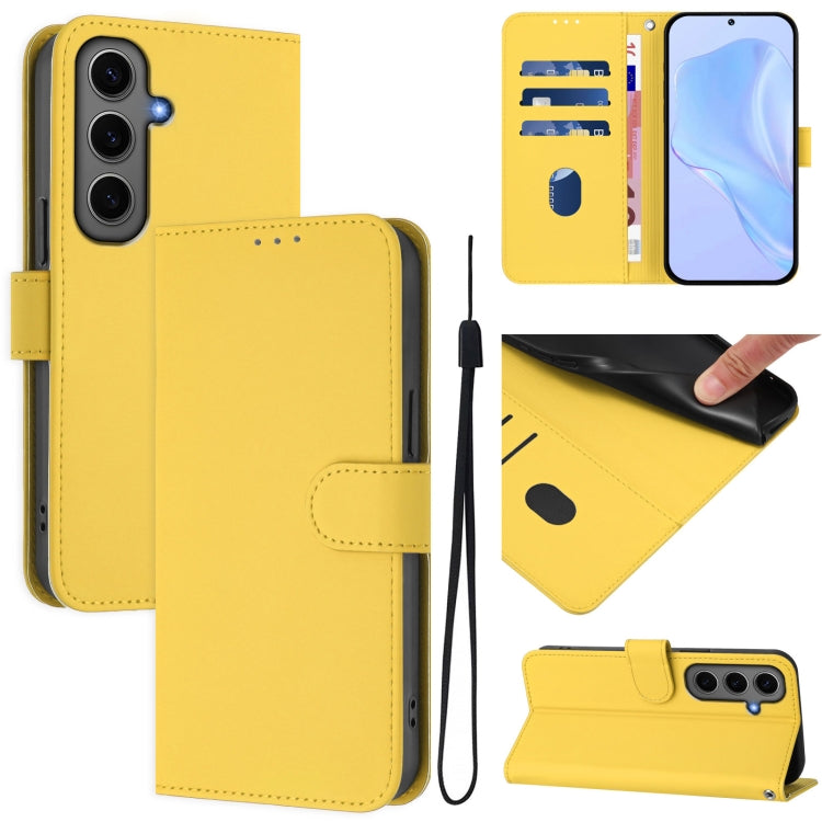 Skin Feel Solid Color Leather Phone Case with Lanyard, For Samsung Galaxy S24 Ultra 5G, For Samsung Galaxy S24+ 5G