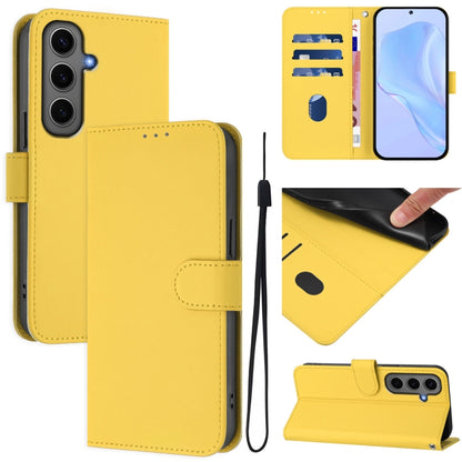 Skin Feel Solid Color Leather Phone Case with Lanyard, For Samsung Galaxy S24 Ultra 5G, For Samsung Galaxy S24+ 5G