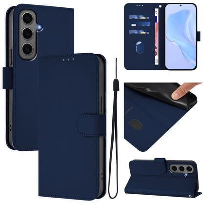 Skin Feel Solid Color Leather Phone Case with Lanyard, For Samsung Galaxy S24 Ultra 5G, For Samsung Galaxy S24+ 5G