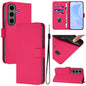 Skin Feel Solid Color Leather Phone Case with Lanyard, For Samsung Galaxy S24 Ultra 5G, For Samsung Galaxy S24+ 5G
