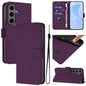 Skin Feel Solid Color Leather Phone Case with Lanyard, For Samsung Galaxy S24 Ultra 5G, For Samsung Galaxy S24+ 5G