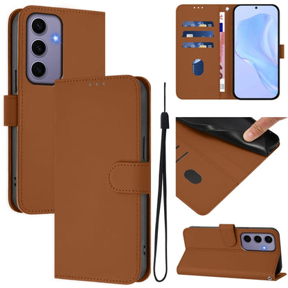 Skin Feel Solid Color Leather Phone Case with Lanyard, For Samsung Galaxy S24 5G, For Samsung Galaxy S23 FE 5G