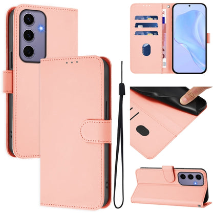 Skin Feel Solid Color Leather Phone Case with Lanyard, For Samsung Galaxy S24 5G, For Samsung Galaxy S23 FE 5G