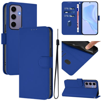 Skin Feel Solid Color Leather Phone Case with Lanyard, For Samsung Galaxy S24 5G, For Samsung Galaxy S23 FE 5G