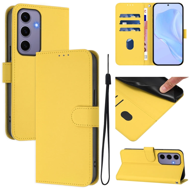 Skin Feel Solid Color Leather Phone Case with Lanyard, For Samsung Galaxy S24 5G, For Samsung Galaxy S23 FE 5G