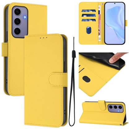 Skin Feel Solid Color Leather Phone Case with Lanyard, For Samsung Galaxy S24 5G, For Samsung Galaxy S23 FE 5G