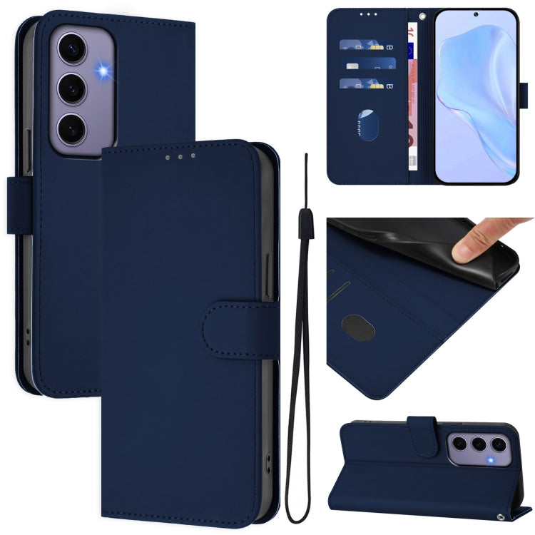 Skin Feel Solid Color Leather Phone Case with Lanyard, For Samsung Galaxy S24 5G, For Samsung Galaxy S23 FE 5G